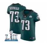 Men's Nike Philadelphia Eagles #73 Isaac Seumalo Midnight Green Team Color Vapor Untouchable Elite Player Super Bowl LII NFL Jersey
