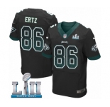 Men's Nike Philadelphia Eagles #86 Zach Ertz Elite Black Alternate Drift Fashion Super Bowl LII NFL Jersey