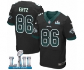 Men's Nike Philadelphia Eagles #86 Zach Ertz Elite Black Alternate Drift Fashion Super Bowl LII NFL Jersey