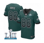 Men's Nike Philadelphia Eagles #86 Zach Ertz Elite Midnight Green Home Drift Fashion Super Bowl LII NFL Jersey