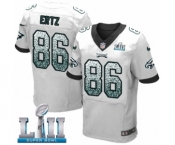 Men's Nike Philadelphia Eagles #86 Zach Ertz Elite White Road Drift Fashion Super Bowl LII NFL Jersey