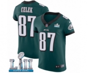 Men's Nike Philadelphia Eagles #87 Brent Celek Midnight Green Team Color Vapor Untouchable Elite Player Super Bowl LII NFL Jersey