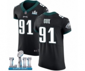 Men's Nike Philadelphia Eagles #91 Fletcher Cox Black Vapor Untouchable Elite Player Super Bowl LII NFL Jersey