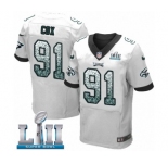 Men's Nike Philadelphia Eagles #91 Fletcher Cox Elite White Road Drift Fashion Super Bowl LII NFL Jersey