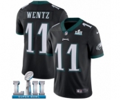 Men's Nike Philadelphia Eagles #11 Carson Wentz Black Alternate Vapor Untouchable Limited Player Super Bowl LII NFL Jersey