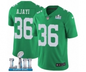 Men's Nike Philadelphia Eagles #36 Jay Ajayi Limited Green Rush Vapor Untouchable Super Bowl LII NFL Jersey