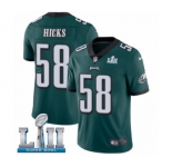 Men's Nike Philadelphia Eagles #58 Jordan Hicks Midnight Green Team Color Vapor Untouchable Limited Player Super Bowl LII NFL Jersey