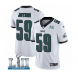 Men's Nike Philadelphia Eagles #59 Seth Joyner White Vapor Untouchable Limited Player Super Bowl LII NFL Jersey