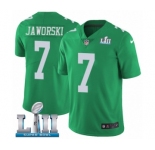 Men's Nike Philadelphia Eagles #7 Ron Jaworski Limited Green Rush Vapor Untouchable Super Bowl LII NFL Jersey