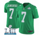 Men's Nike Philadelphia Eagles #7 Ron Jaworski Limited Green Rush Vapor Untouchable Super Bowl LII NFL Jersey