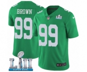 Men's Nike Philadelphia Eagles #99 Jerome Brown Limited Green Rush Vapor Untouchable Super Bowl LII NFL Jersey