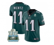 Nike Philadelphia Eagles #11 Carson Wentz Midnight Green Team Color Super Bowl LII Champions Men Stitched NFL Vapor Untouchable Limited Jersey
