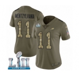 Women's Nike Philadelphia Eagles #11 Carson Wentz Limited Olive Camo 2017 Salute to Service Wentzylvania Super Bowl LII NFL Jerse