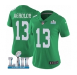 Women's Nike Philadelphia Eagles #13 Nelson Agholor Limited Green Rush Vapor Untouchable Super Bowl LII NFL Jersey