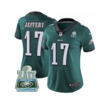 Womens Nike Philadelphia Eagles #17 Alshon Jeffery Midnight Green Team Color Super Bowl LII Champions Stitched NFL Vapor Untouchable Limited Jersey