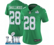 Women's Nike Philadelphia Eagles #28 Wendell Smallwood Limited Green Rush Vapor Untouchable Super Bowl LII NFL Jersey