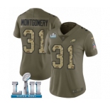 Women's Nike Philadelphia Eagles #31 Wilbert Montgomery Limited Olive Camo 2017 Salute to Service Super Bowl LII NFL Jersey