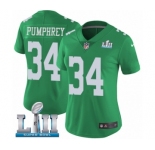 Women's Nike Philadelphia Eagles #34 Donnel Pumphrey Limited Green Rush Vapor Untouchable Super Bowl LII NFL Jersey