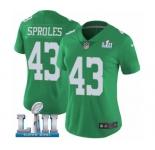 Women's Nike Philadelphia Eagles #43 Darren Sproles Limited Green Rush Vapor Untouchable Super Bowl LII NFL Jersey