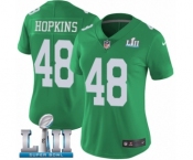 Women's Nike Philadelphia Eagles #48 Wes Hopkins Limited Green Rush Vapor Untouchable Super Bowl LII NFL Jersey