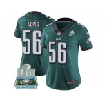 Womens Nike Philadelphia Eagles #56 Chris Long Midnight Green Team Color Super Bowl LII Champions Stitched NFL Vapor Untouchable Limited Jersey
