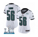 Women's Nike Philadelphia Eagles #56 Chris Long White Vapor Untouchable Limited Player Super Bowl LII NFL Jersey