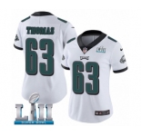 Women's Nike Philadelphia Eagles #63 Dallas Thomas White Vapor Untouchable Limited Player Super Bowl LII NFL Jersey