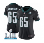 Women's Nike Philadelphia Eagles #65 Lane Johnson Black Alternate Vapor Untouchable Limited Player Super Bowl LII NFL Jersey