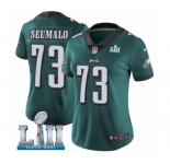 Women's Nike Philadelphia Eagles #73 Isaac Seumalo Midnight Green Team Color Vapor Untouchable Limited Player Super Bowl LII NFL Jersey
