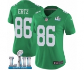 Women's Nike Philadelphia Eagles #86 Zach Ertz Limited Green Rush Vapor Untouchable Super Bowl LII NFL Jersey