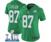 Women's Nike Philadelphia Eagles #87 Brent Celek Limited Green Rush Vapor Untouchable Super Bowl LII NFL Jersey