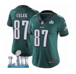 Women's Nike Philadelphia Eagles #87 Brent Celek Midnight Green Team Color Vapor Untouchable Limited Player Super Bowl LII NFL Jersey