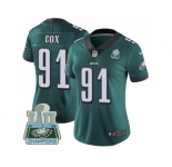 Womens Nike Philadelphia Eagles #91 Fletcher Cox Midnight Green Team Color Super Bowl LII Champions Stitched NFL Vapor Untouchable Limited Jersey