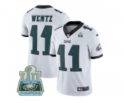 Youth Nike Philadelphia Eagles #11 Carson Wentz White Super Bowl LII Champions Stitched NFL Vapor Untouchable Limited Jersey