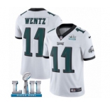 Youth Nike Philadelphia Eagles #11 Carson Wentz White Vapor Untouchable Limited Player Super Bowl LII NFL Jersey