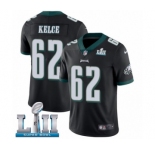 Youth Nike Philadelphia Eagles #62 Jason Kelce Black Alternate Vapor Untouchable Limited Player Super Bowl LII NFL Jersey