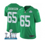 Youth Nike Philadelphia Eagles #65 Lane Johnson Limited Green Rush Vapor Untouchable Super Bowl LII NFL Jersey
