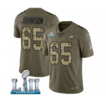Youth Nike Philadelphia Eagles #65 Lane Johnson Limited Olive Camo 2017 Salute to Service Super Bowl LII NFL Jersey
