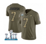 Youth Nike Philadelphia Eagles #7 Ron Jaworski Limited Olive Camo 2017 Salute to Service Super Bowl LII NFL Jerse