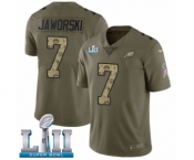 Youth Nike Philadelphia Eagles #7 Ron Jaworski Limited Olive Camo 2017 Salute to Service Super Bowl LII NFL Jerse