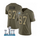 Youth Nike Philadelphia Eagles #87 Brent Celek Limited Olive Camo 2017 Salute to Service Super Bowl LII NFL Jersey