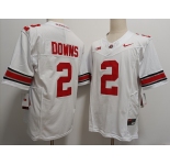 Men's Ohio State Buckeyes #2 Caleb Downs White FUSE College Football Jersey