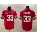 Men's Ohio State Buckeyes #33 Jack Sawyer Red 2025 CFP Final With National Champions Patch F.U.S.E. Vapor Limited Stitched Football Jersey