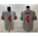 Men's Ohio State Buckeyes #4 Jeremiah Smith Grey 2025 CFP Final With National Champions Patch F.U.S.E. Vapor Limited Stitched Football Jersey
