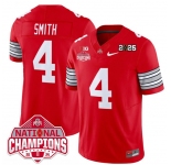 Men's Ohio State Buckeyes #4 Jeremiah Smith Red 2025 CFP Final With National Champions Patch F.U.S.E. Vapor Limited Stitched Football Jersey
