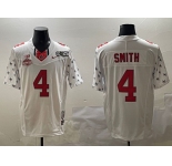 Men's Ohio State Buckeyes #4 Jeremiah Smith White 2025 CFP Final With National Champions Patch F.U.S.E. Vapor Limited Stitched Football Jersey