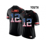 2016 US Flag Fashion Youth Ohio State Buckeyes C.Jones #12 College Football Limited Jersey - Blackout