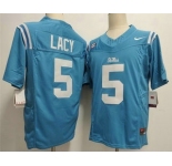 Men's Ole Miss Rebels #5 Kewan Lacy Limited Light Blue FUSE College Football Jersey