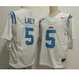 Men's Ole Miss Rebels #5 Kewan Lacy Limited White FUSE College Football Jersey