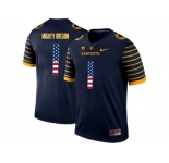2016 US Flag Fashion 2016 Men's Oregon Ducks Spring Game Mighty Oregon #1 Webfoot 100th Rose Bowl Game Elite Jersey - Navy
